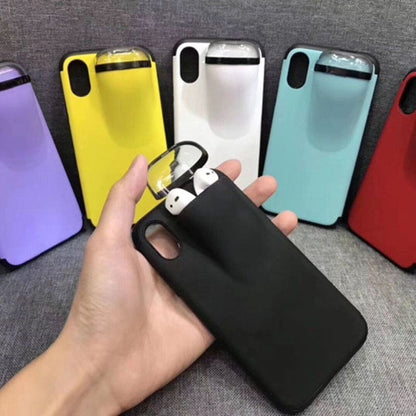 Phone Case With Airpods Holder in various colors, showcasing AirPods stored securely in the case